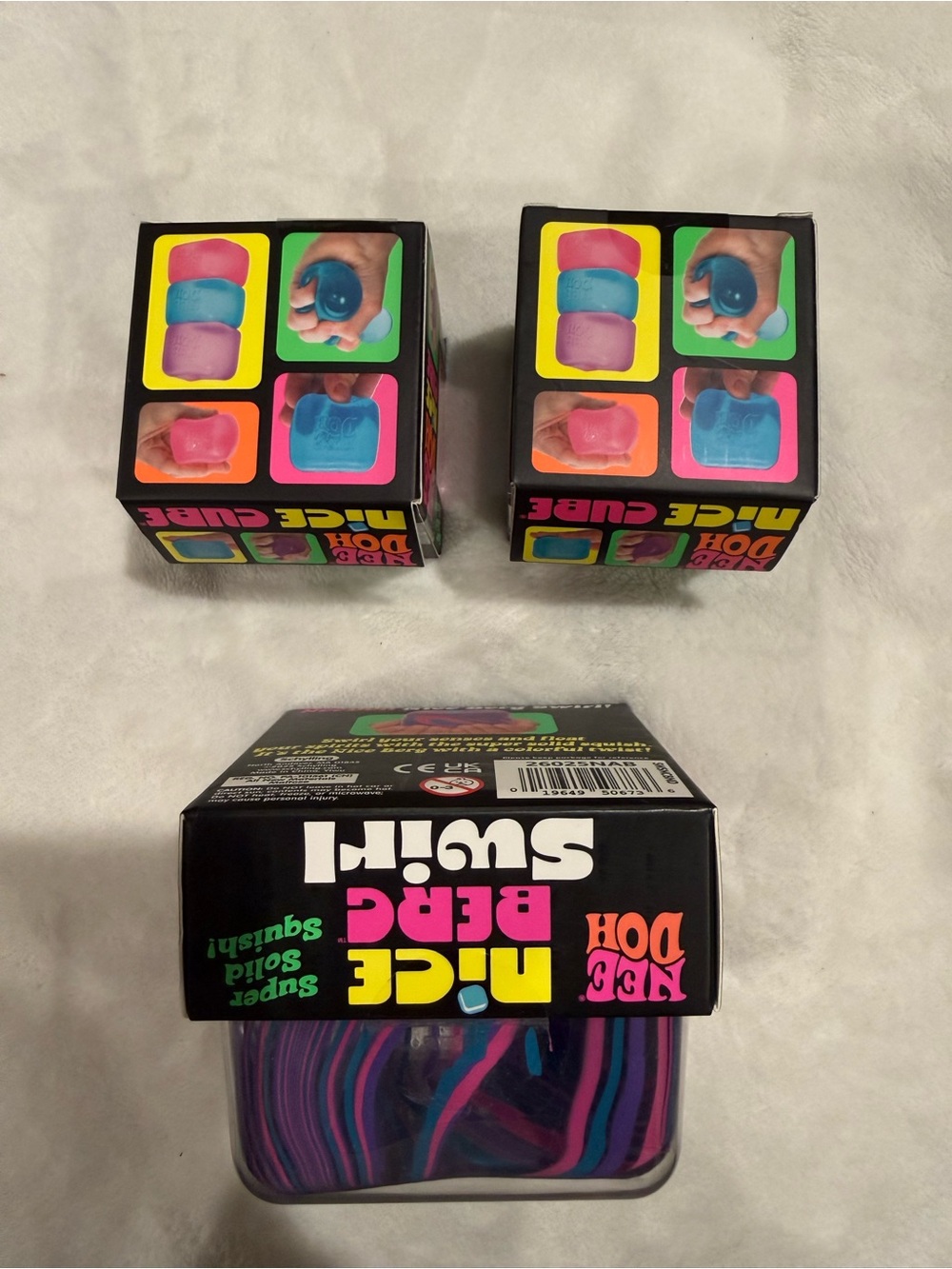 NEEDOH 1 Jumbo Nice Berg Swirl Squish Toy & 2 Nice Cubes Viral Authentic NEW - Picture 4 of 9